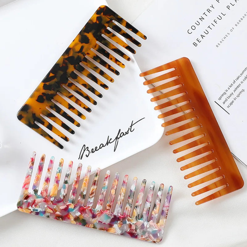Wide Teeth Acetate Hair Combs Anti-static Massage Brush Hairdressing Qme