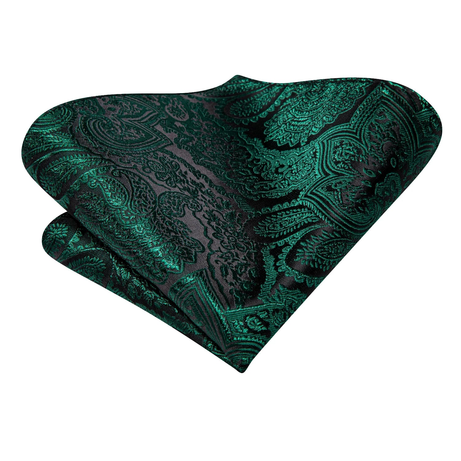 Hi-tie Paisley Dark Green Black Mens Elegant Necktie Handkerchief Qme