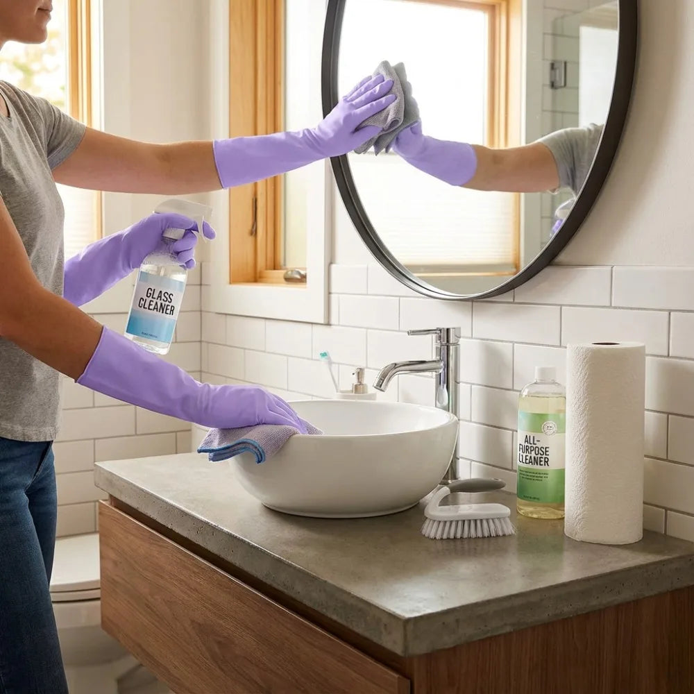 Reusable Rubber Cleaning Gloves, Waterproof Dishwashing Gloves, Non-Slip Household Kitchen Gloves for Washing Dishes, Gardening Qme