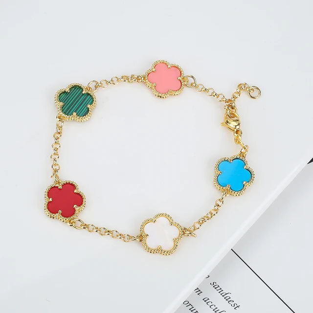 2023 INS 10 Colors Five Leaf Flower Bracelet Classic Fashion