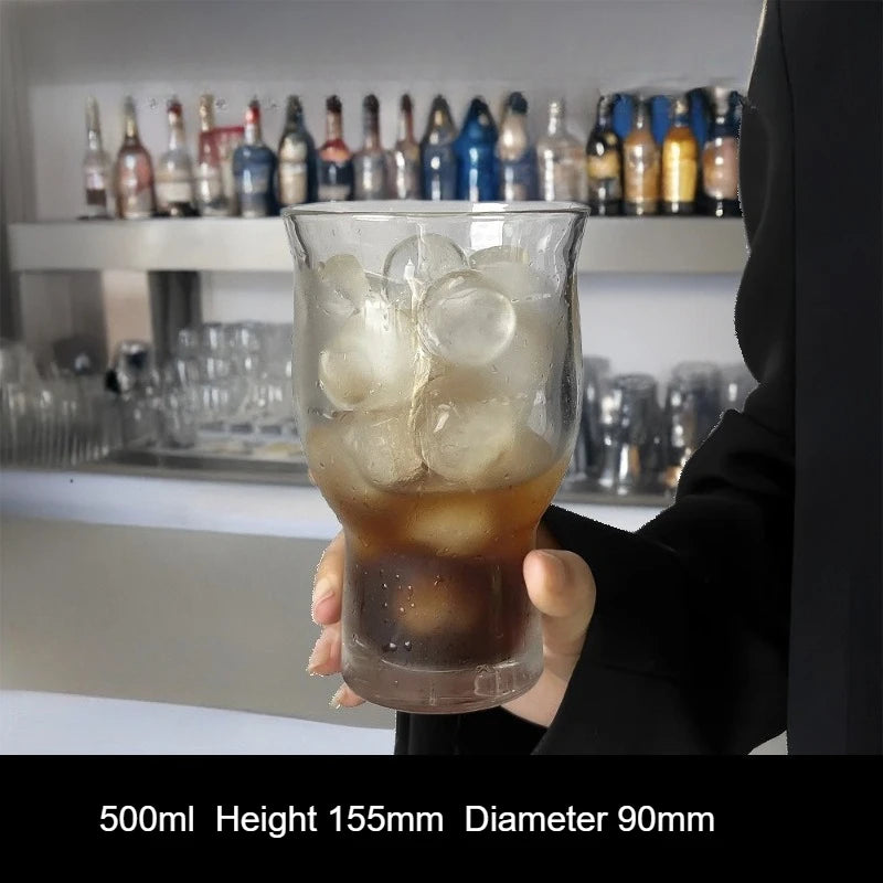 Large Capacity Transparent Wide-mouth Glass Iced Americano Coffee Cup Qme large wide mouth 401-500ml