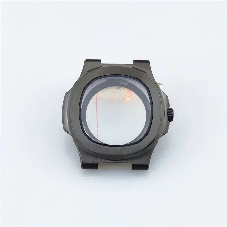 39.5mm Watch Cases Watchband Parts Sapphire Crystal Glass For Modified Nautilus nh34 nh35 nh36,38 Movement Dial Waterproof Qme Black Case