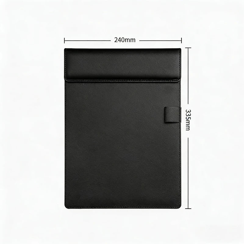 A4 Clipboard Folder Work PU Leather File Clip Document Holder Qme Black