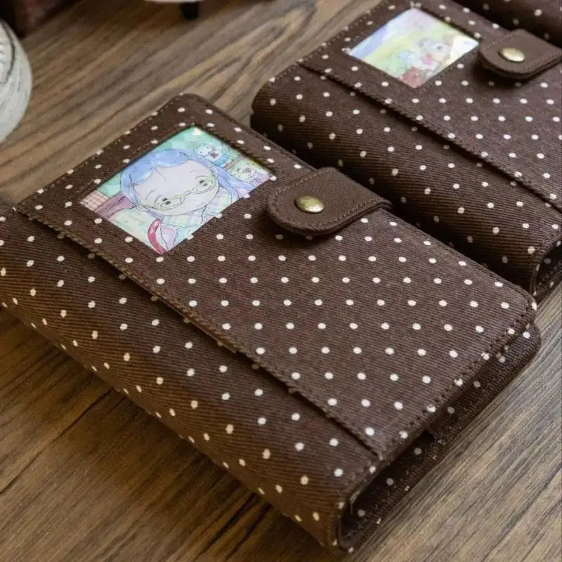 Retro Canvas Notebook Cute Polka Dot Print Snap Closure Cartoon Photo Qme