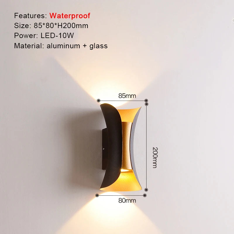 TRAZOS Round Square Modern Wall Lights Garden Porch Ip65 Waterproof Up Down Lighting Outdoor Led Bedroom Lamp Wall Decor Qme 1002 Warm White (2700-3500K)