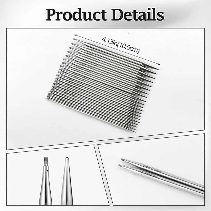 10Pairs Detachable Circular Knitting Needle Group Steel Points Cable Qme