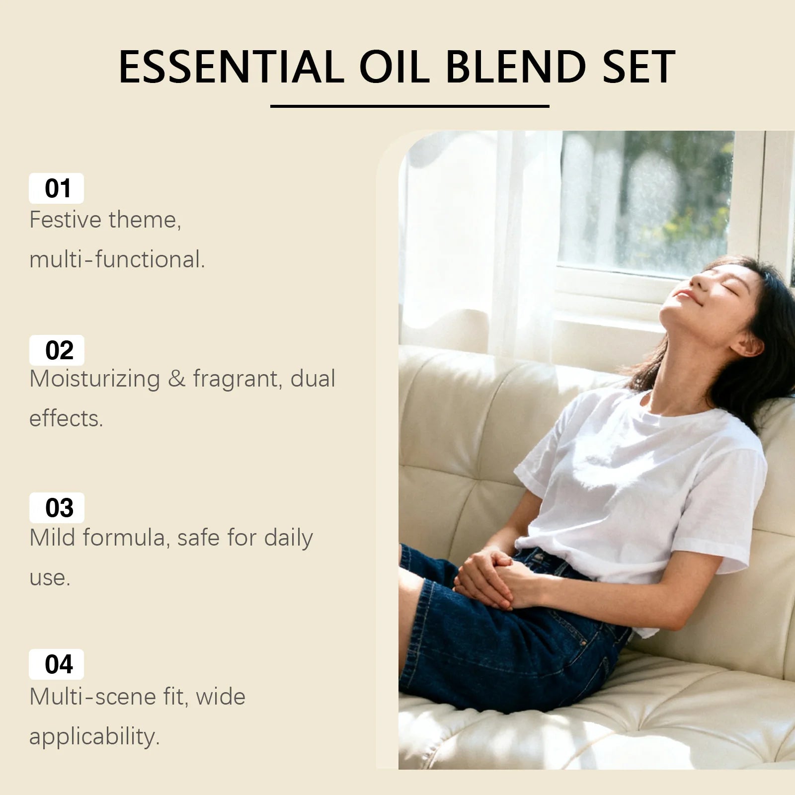 Holiday Moisturizing Fragrance Essential Oil Set for Aromatherapy Diffuser & Skin Care Christmas Gift Scent Relaxing Hydrating Qme