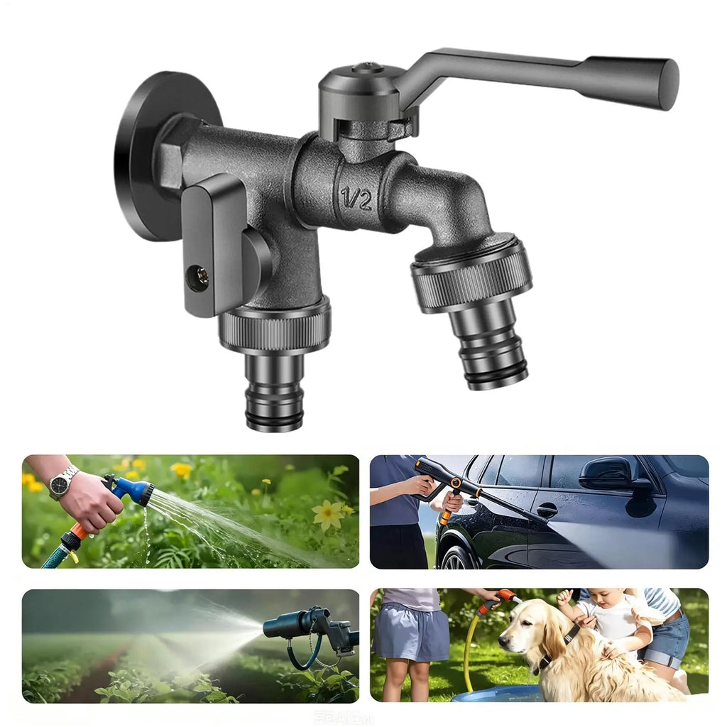 Garden Water Faucet Heavy Duty Anti-freeze Precise Control 2-Way Qme