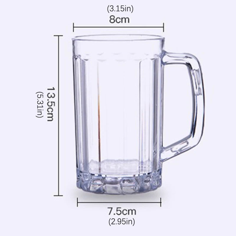 500ML Transparent Beer Mug Plastic Unbreakable Breakfast Milk Coffee Juice Water Cup Barware Drinkware for Home Party Bar KTV. Qme 1pc 500ml