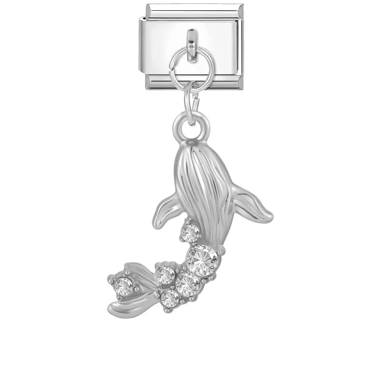 2026 Colorful Zircon Crystal Pendant Italian Charm Link Fit Stainless
