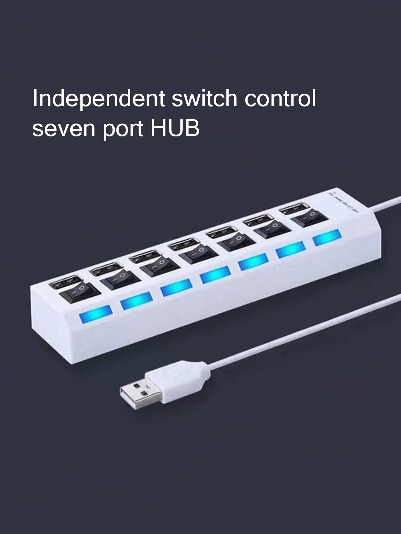 1 Abs Material 7-Port Independent Switch USB Hub Compatible Computers Qme