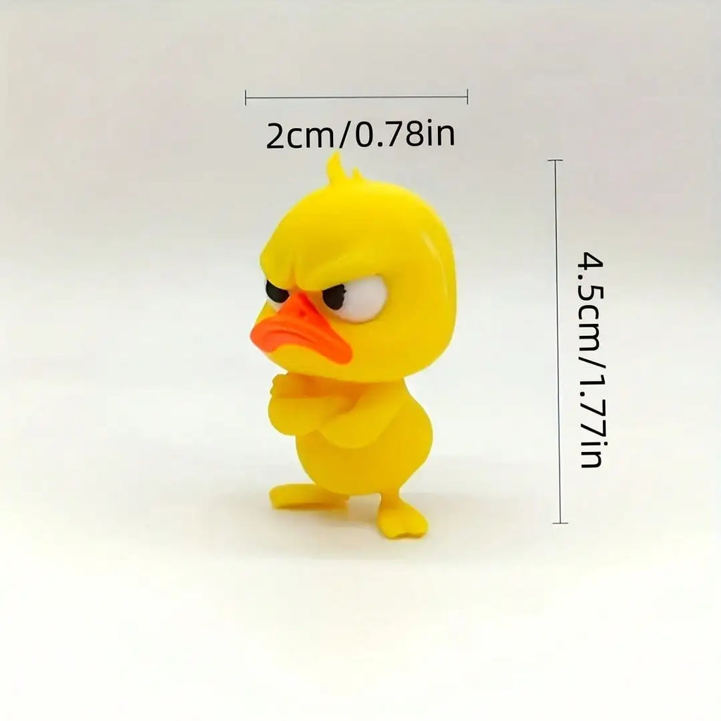 Angry Yellow Duck Statue Funny Figurine Expressive Face Crossed Arms Qme