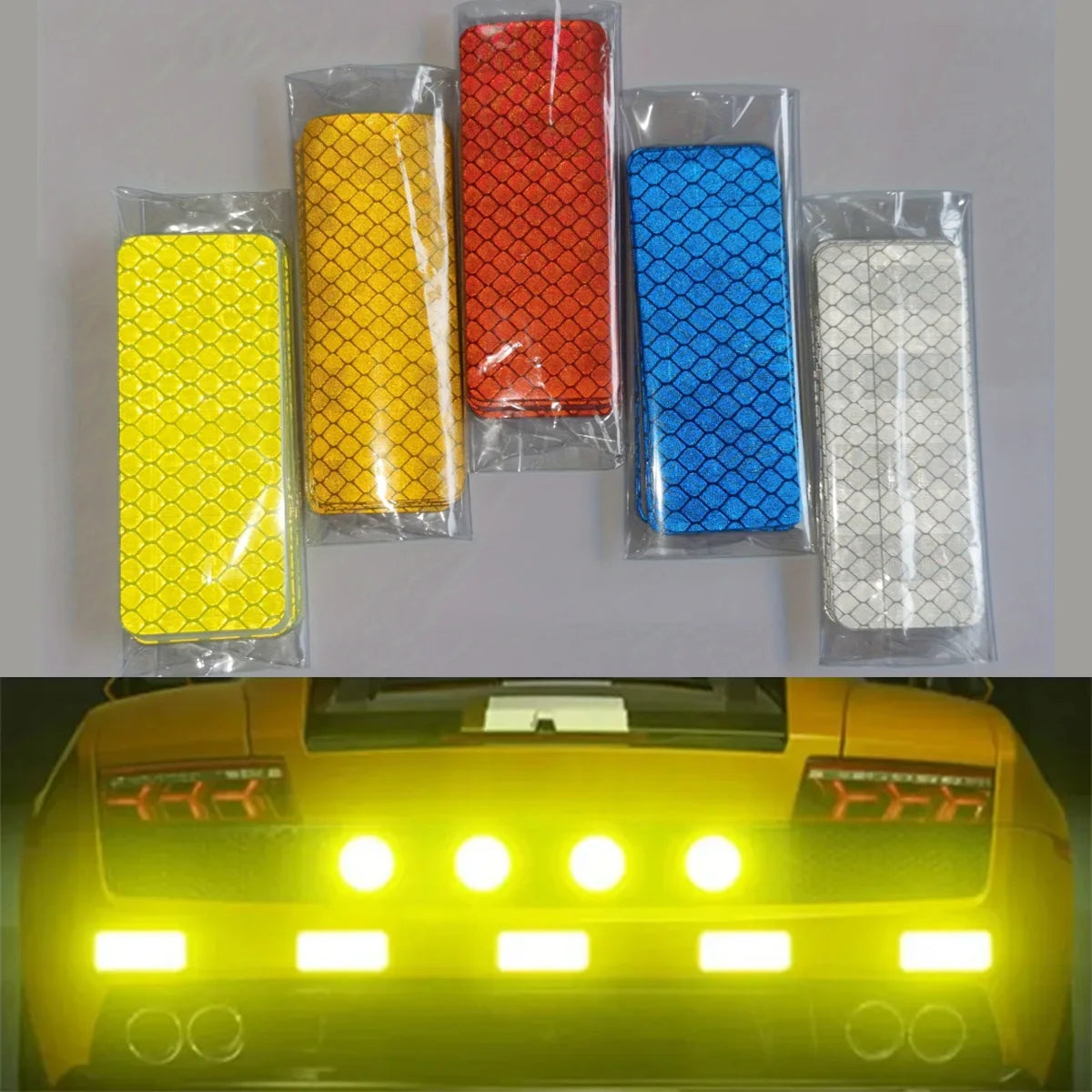 10pcs Car Bumper Reflective Stickers 3x8cm Reflective Warning Strip Tape Safety Secure Reflector Decals for Enhanced Visibility Qme