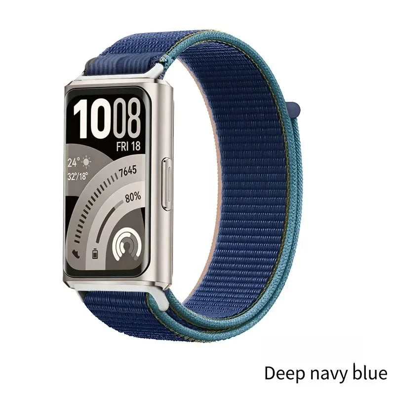A Stylish Lightweight Nylon Loop Watchband with Exquisite Hardware Stitching Velcro Strap for Huawei Bracelet 11 Series 11 pro Qme