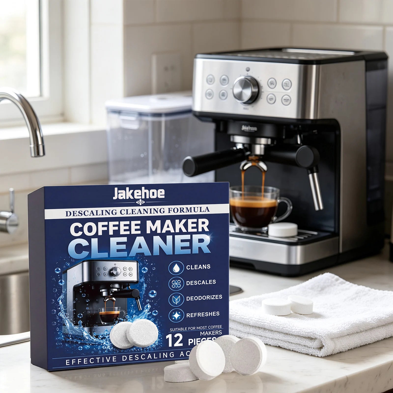 Coffee Maker Descaling Tablets Remove Dirt Restore Shiny Deodorize Maintain Stable Coffee Brewing Flavor Coffee Machines Cleaner Qme