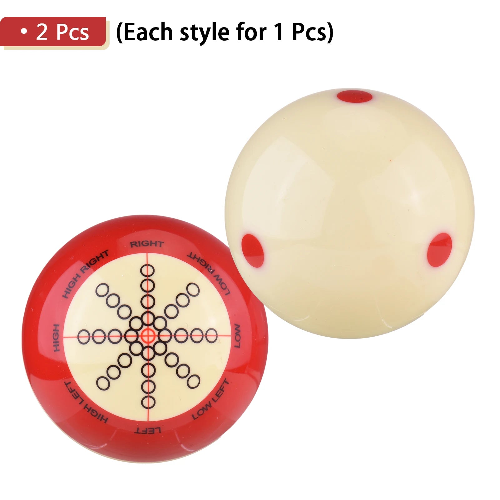 2pcs Red White Resin Billiard Training Cue Ball Pool Cue Ball Practice Training Artifact Qme