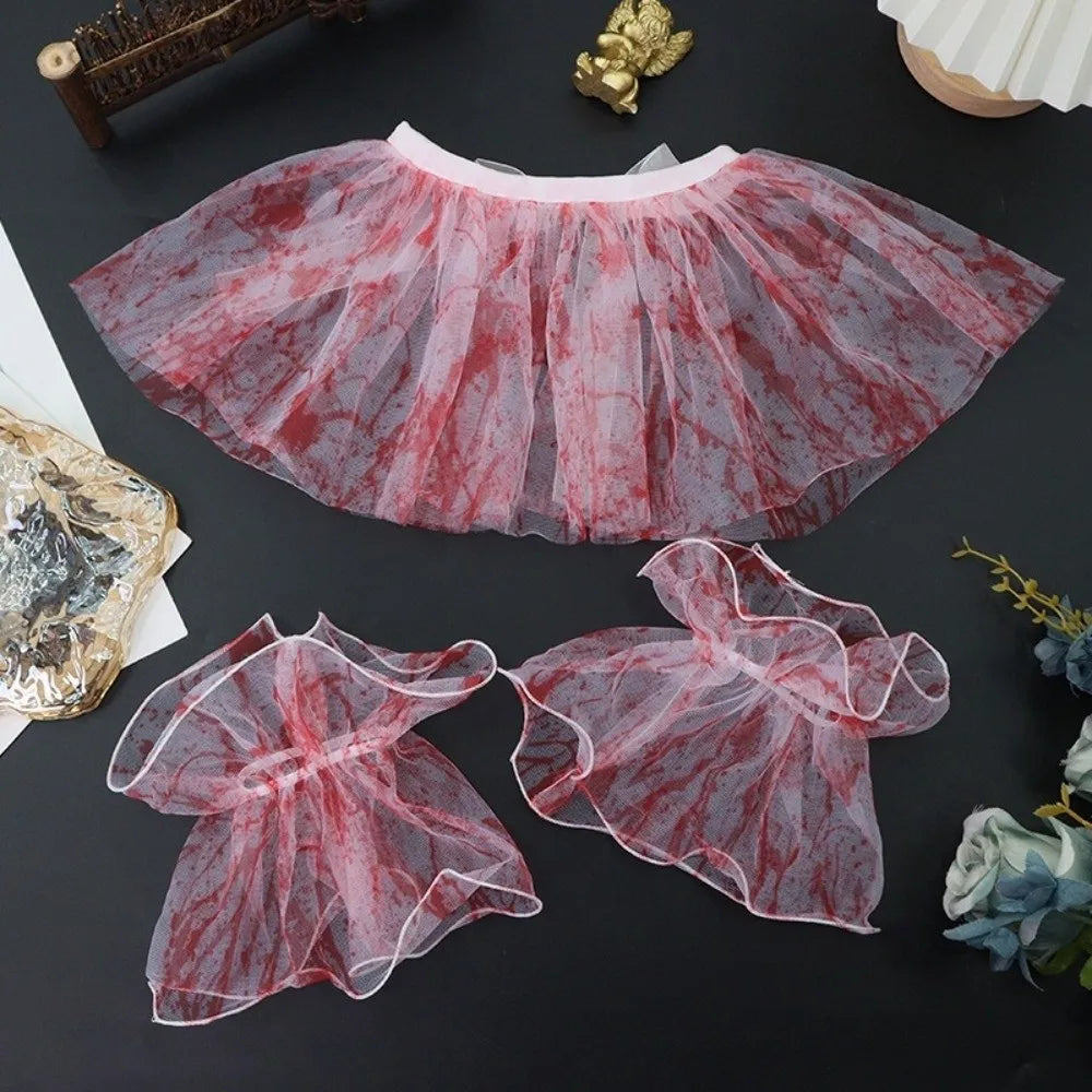 Elastic Lace Blood Colored Dress Up Pleated Ruffles Detachable Qme