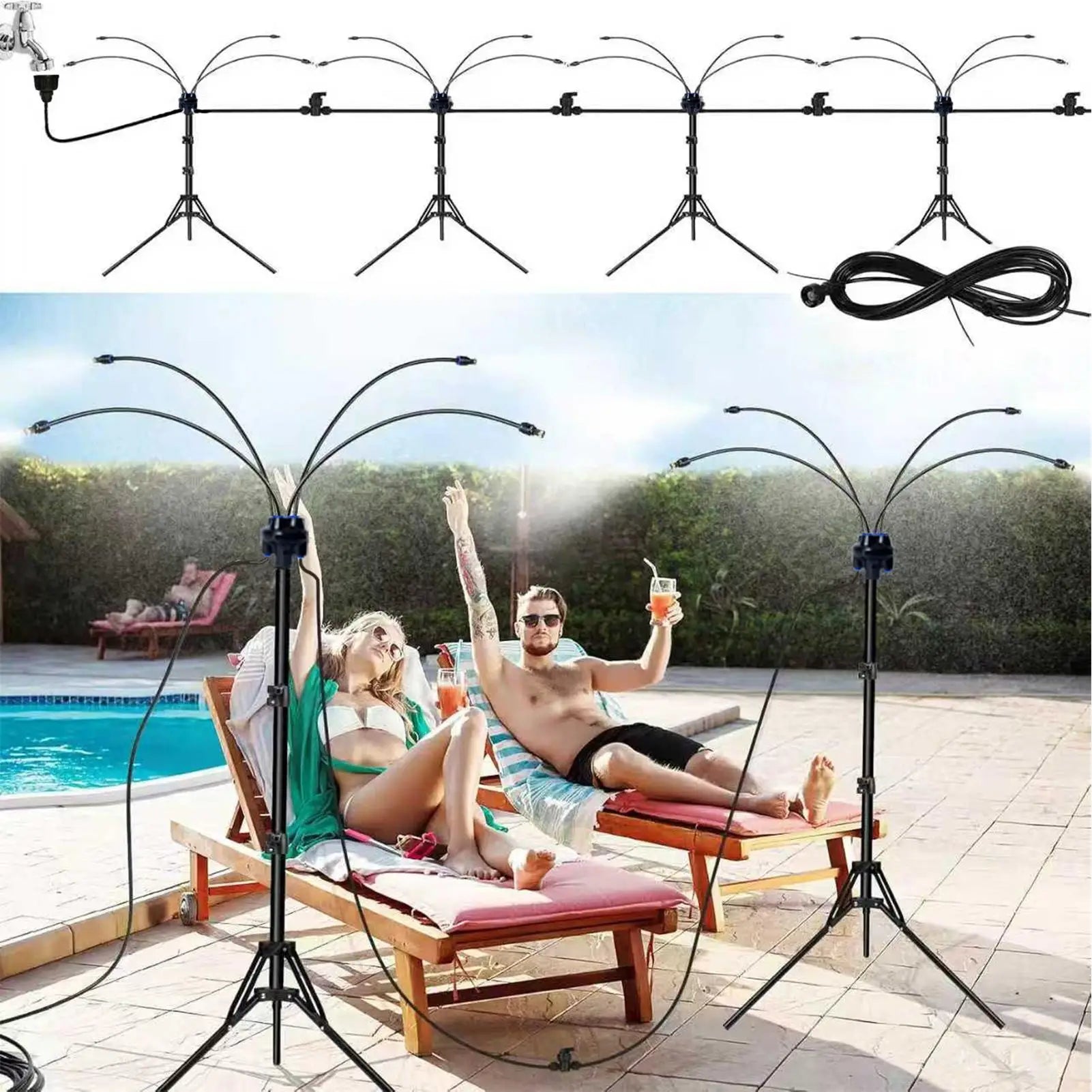 Standing Mister Portable Standing Adjustable Height Sprinkler Patio Misting System for Backyard Yard Garden Park Summer Spring Qme