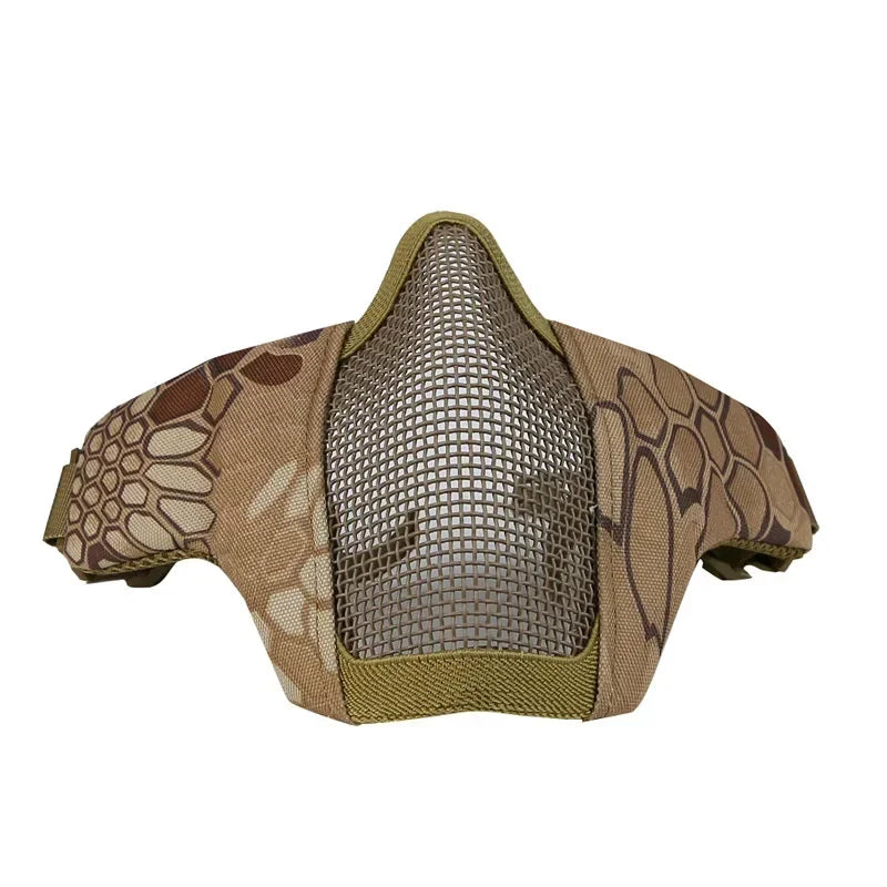 Tactical Lower Face Protective Mask for Hunting, Paintball, CS, Adjustable Military Tactical Protective Mesh Half Face Mask Qme 17