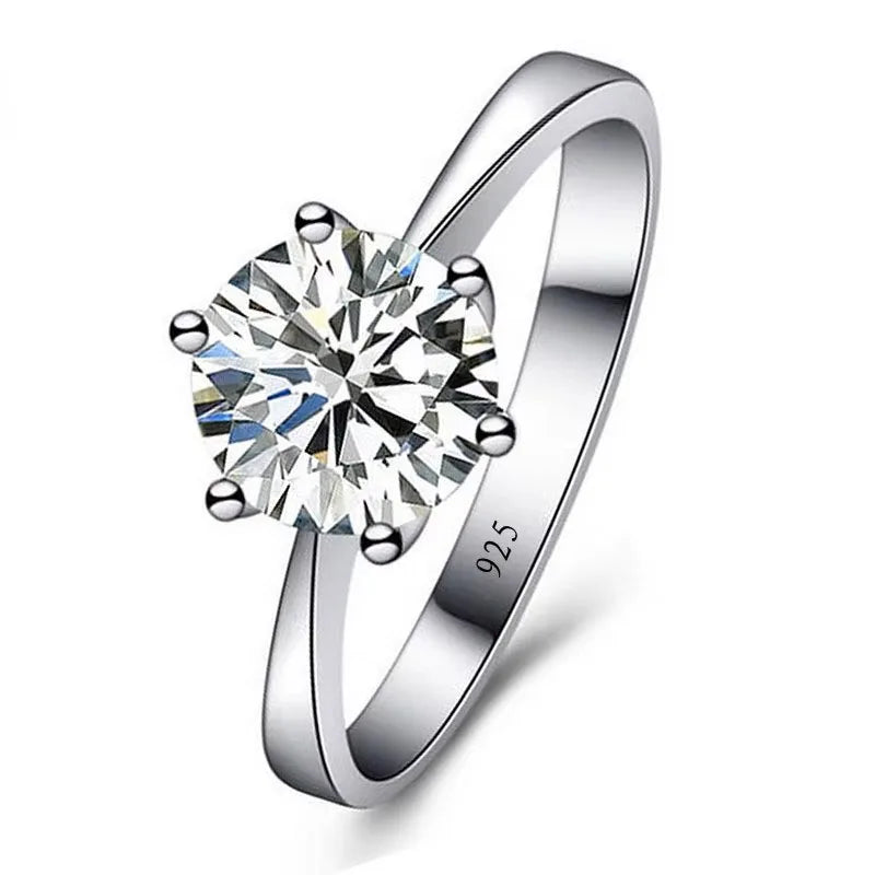 Fine Wedding Rings for Men Women Gift S925 Sterling Silver Color Austrian Crystal Engagement Proposal Ring Jewelry Bague Femme Qme 5