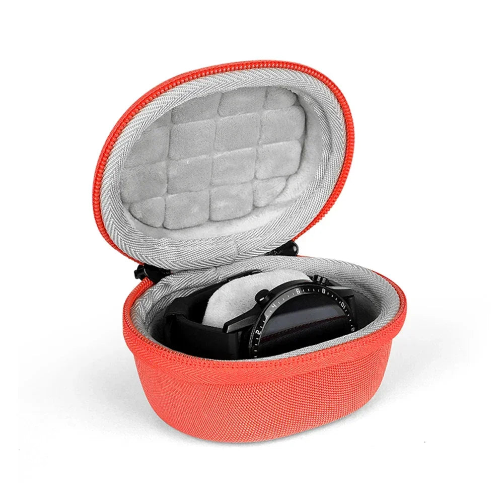 Portable EVA Single Watch Travel Case Watch Storage Organizer Box Watch Holder Waterproof for Smartwatches Zippered Container Qme 0433 Orange