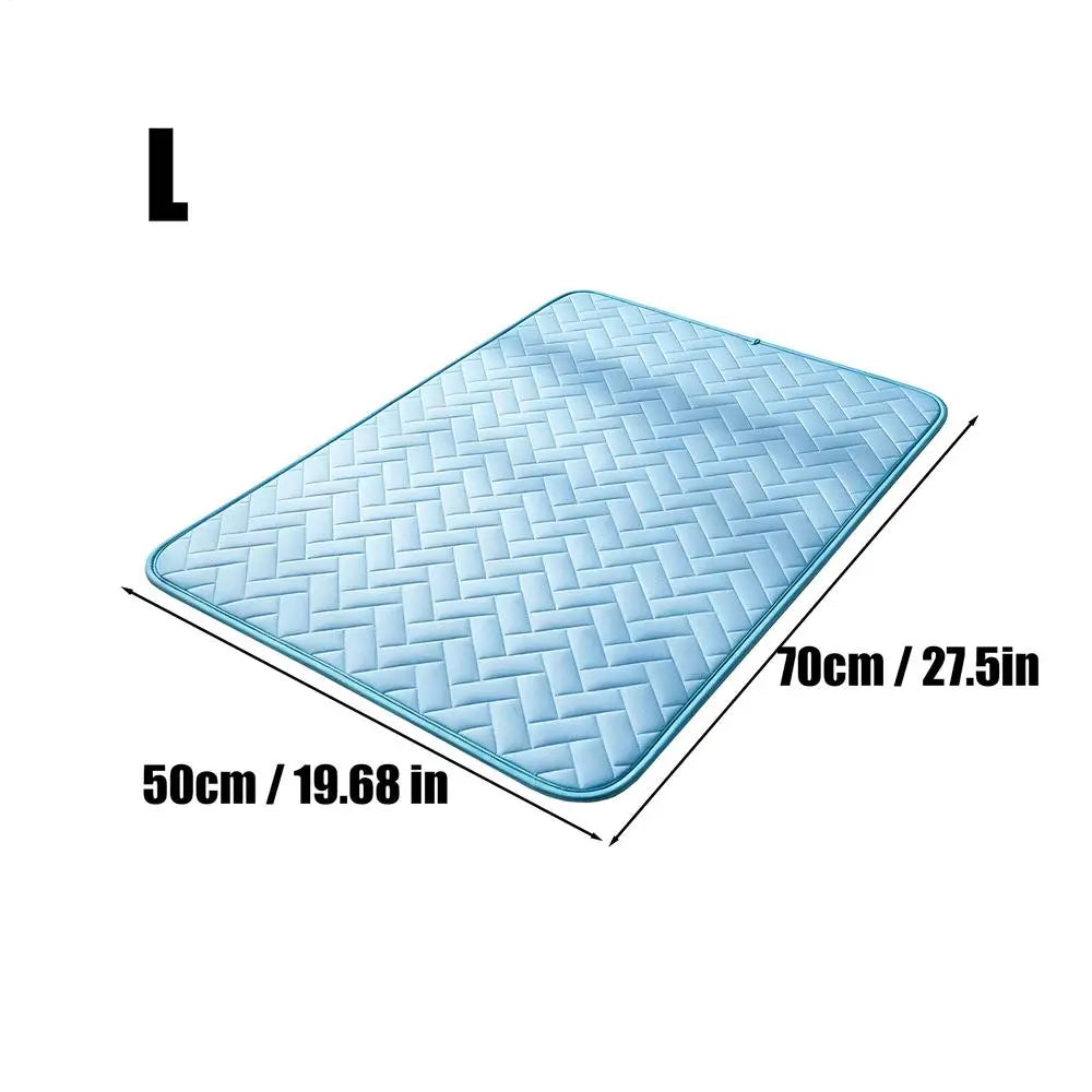 Dog Cooling Mat Pet Kennel Cold Pad Puppy Heat Absorption Mat for Outdoor Indoor Backyard Balcony Home Living Room Bedroom Qme L