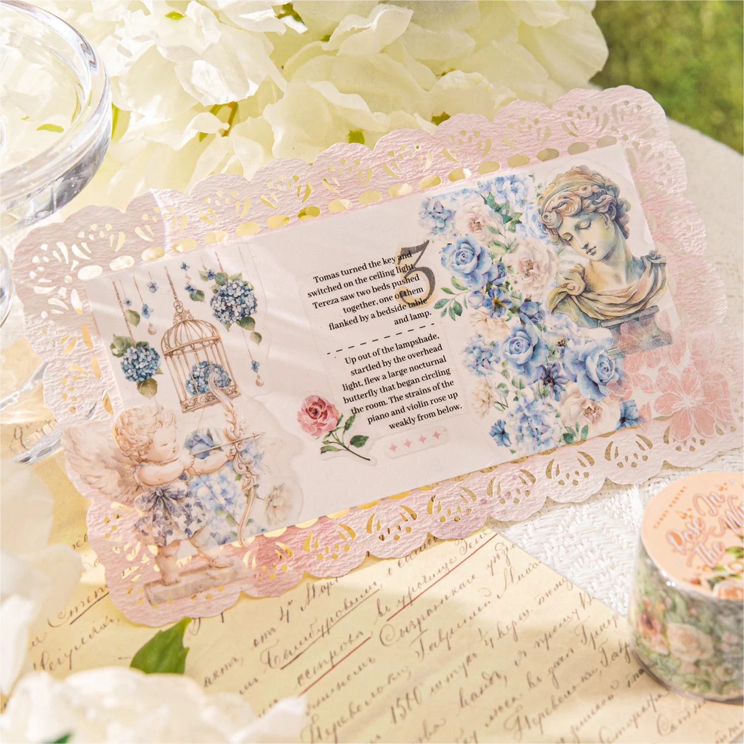 2 Roll 200cm PET Shell Light Tape Spring Fresh Flower Hand Account DIY Greeting Card Cup Photo Frame Notebook Decoration Tape Qme