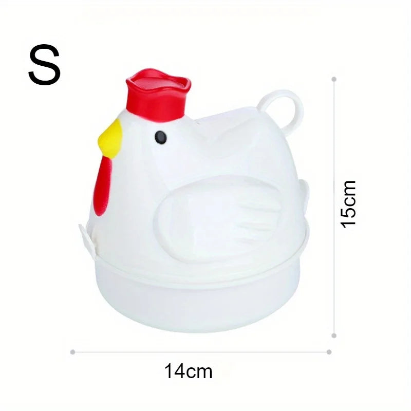 Lovely Chicken Shaped Egg Boiler Steamer 4 Eggs 1Egg Microwave Cooker Qme