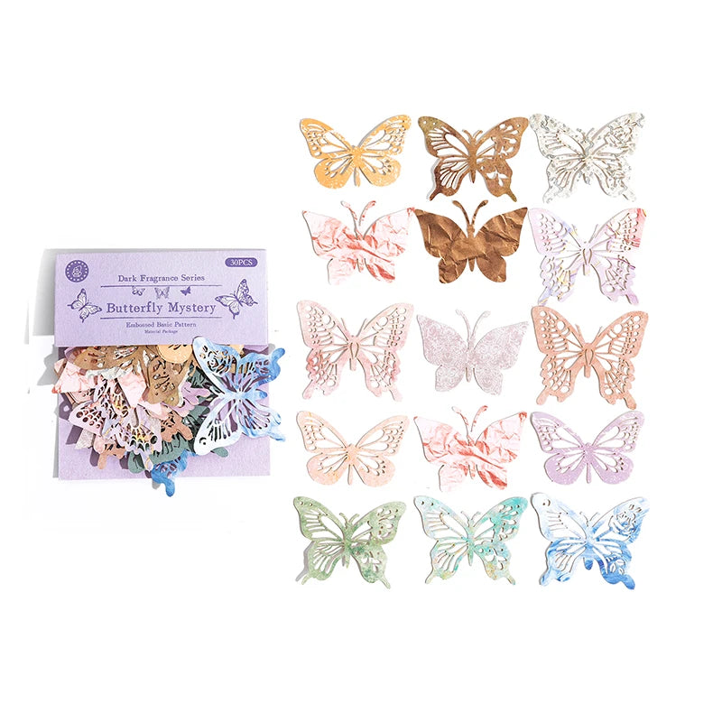 30pcs/pack Decor Scrapbook Hollow lace Materials Paper Combo Kit DIY Junk Journal Collage Photo Album Vintage Stationery Qme F