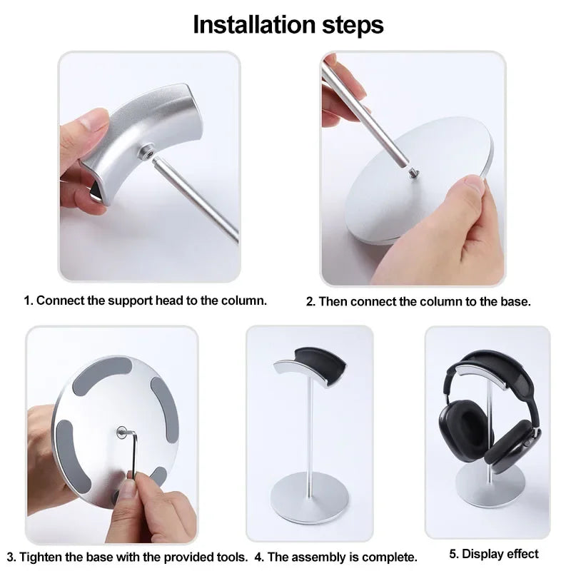 Stylish Non-Slip Aluminum Headphone Stand for Headset Holder Qme