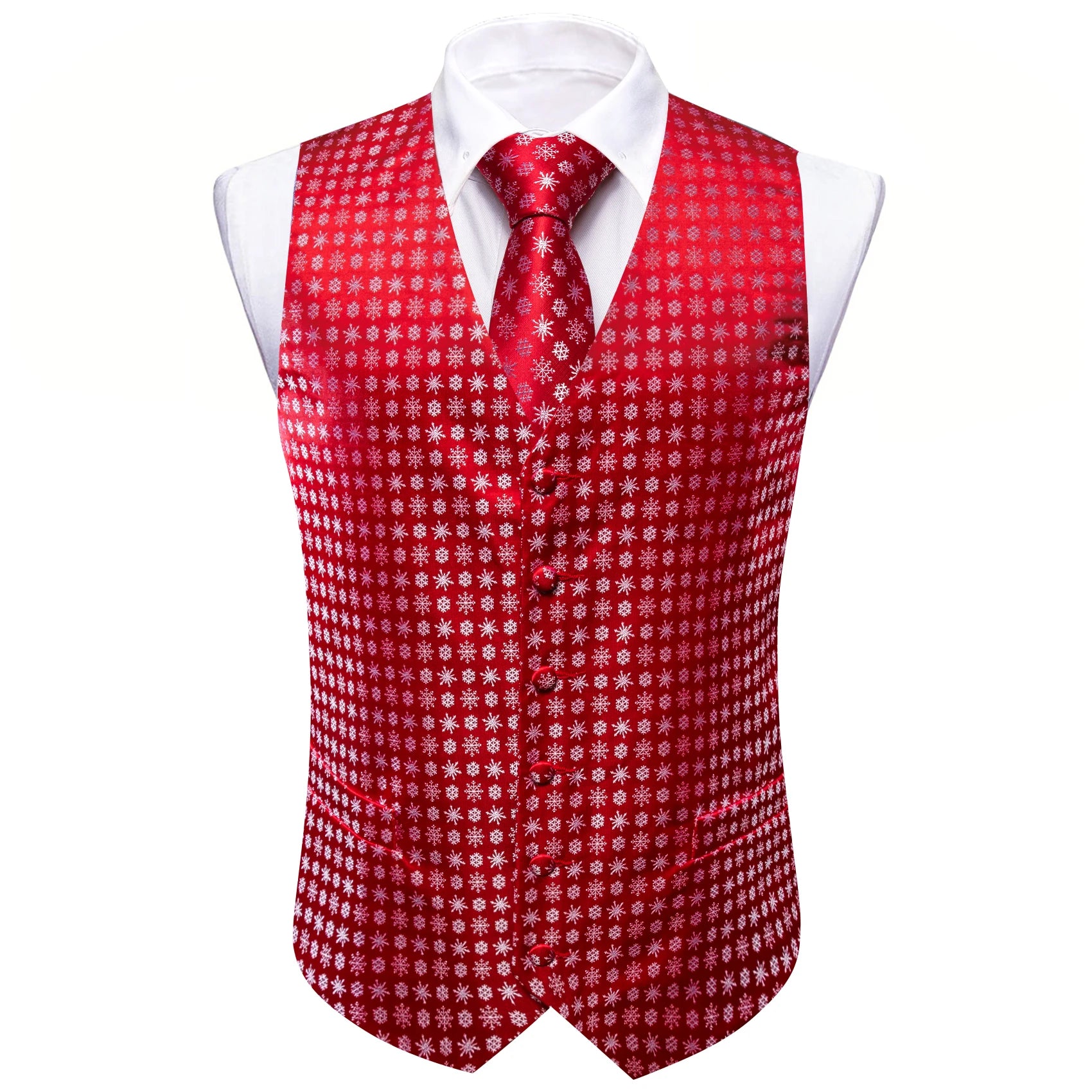 Christmas Colorful Men Vest Tie Pocket Square Cufflinks Set 4 Pieces Xmas Wedding Party Suit Accessories Gifts for Dad Boyfriend Qme BW-MJTZ0061 S