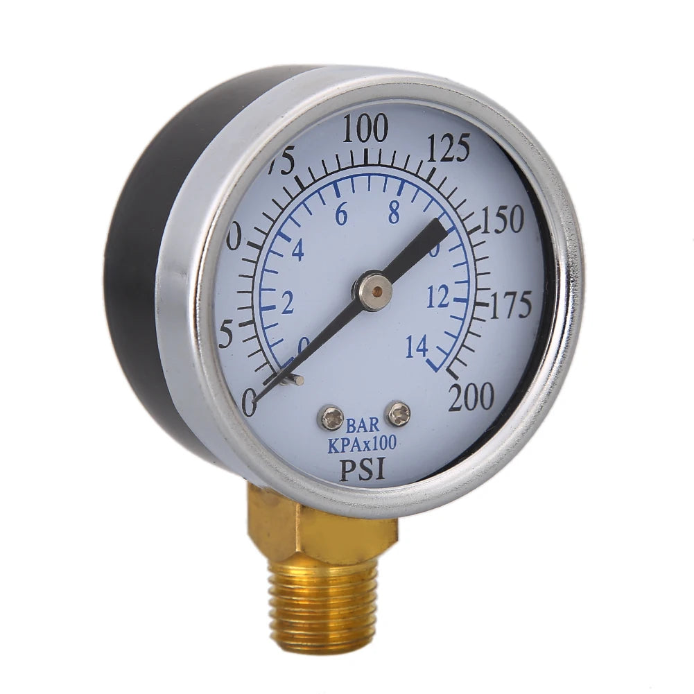 70mm Air Compressor Dual Scale Dial 200 PSI Pneumatic Hydraulic Fluid Pressure Gauge 1/4 NPT Bottom Mount for Air Gas Water Fuel Qme