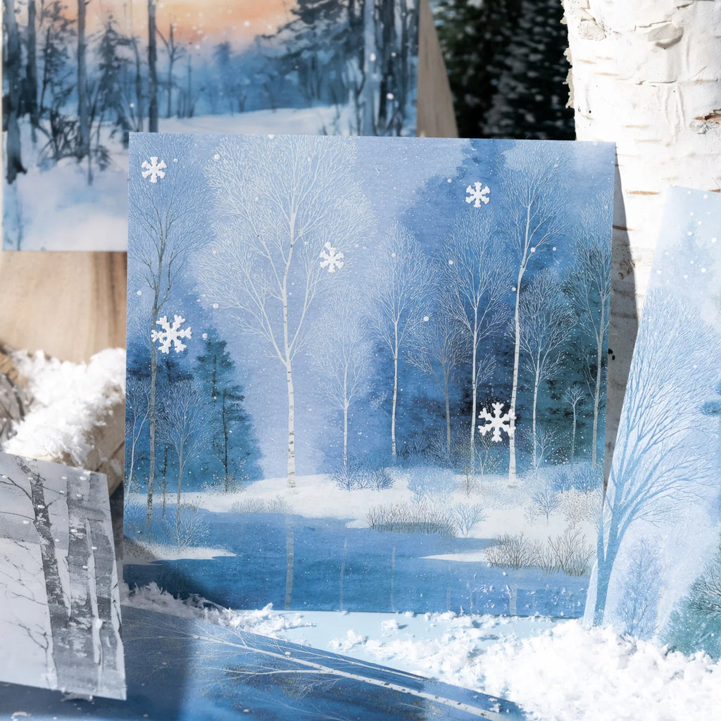 10 Sheets/Bag Winter Snowflake Theme Realistic Snow Particle 3D Sticker Pack for DIY Scrapbook Phone Case Notebook Background Qme