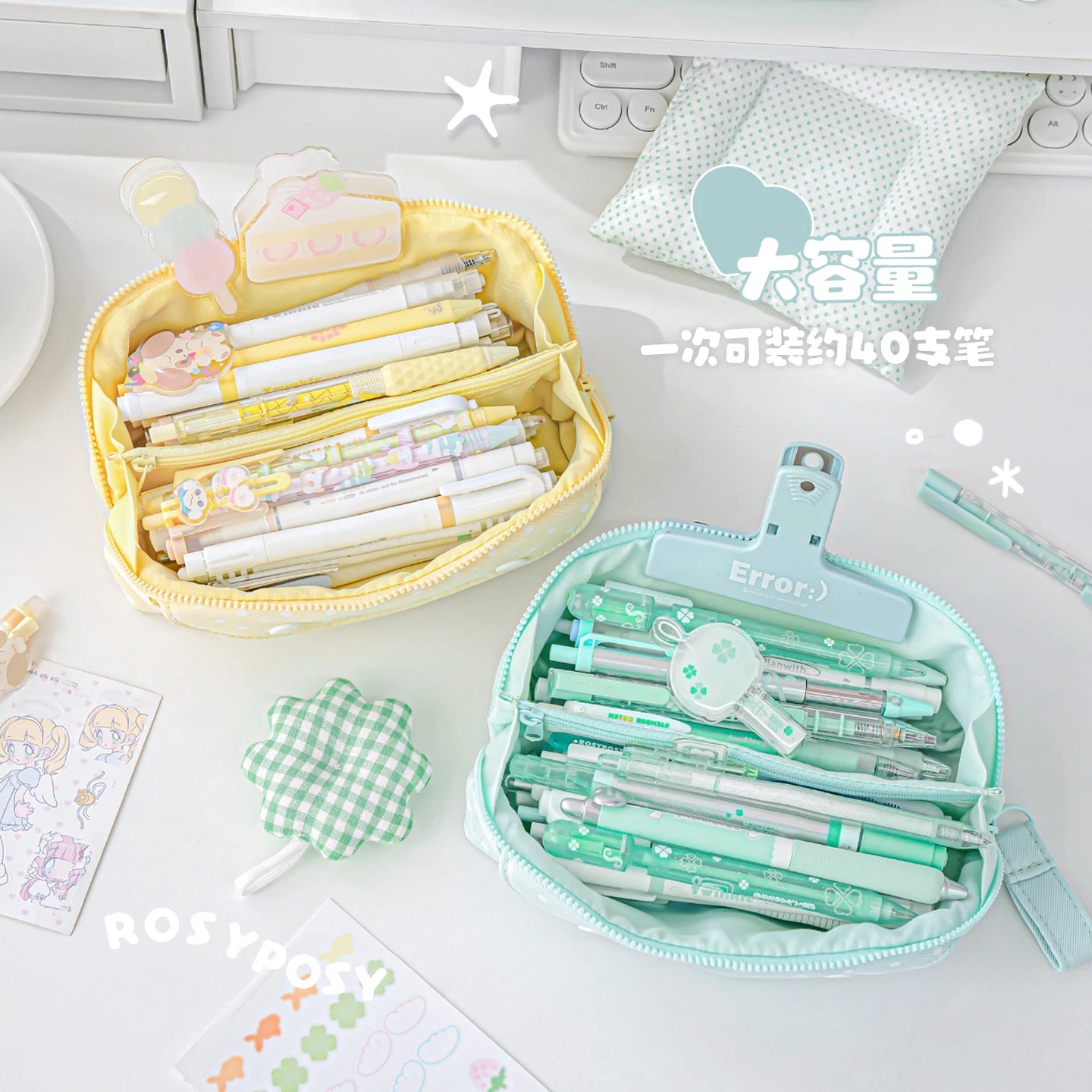 Large Capacity Double Layer Pencil Case for Students - Pen Bag Pouch Holder Box for Office Stationery Back to School Supplies Qme