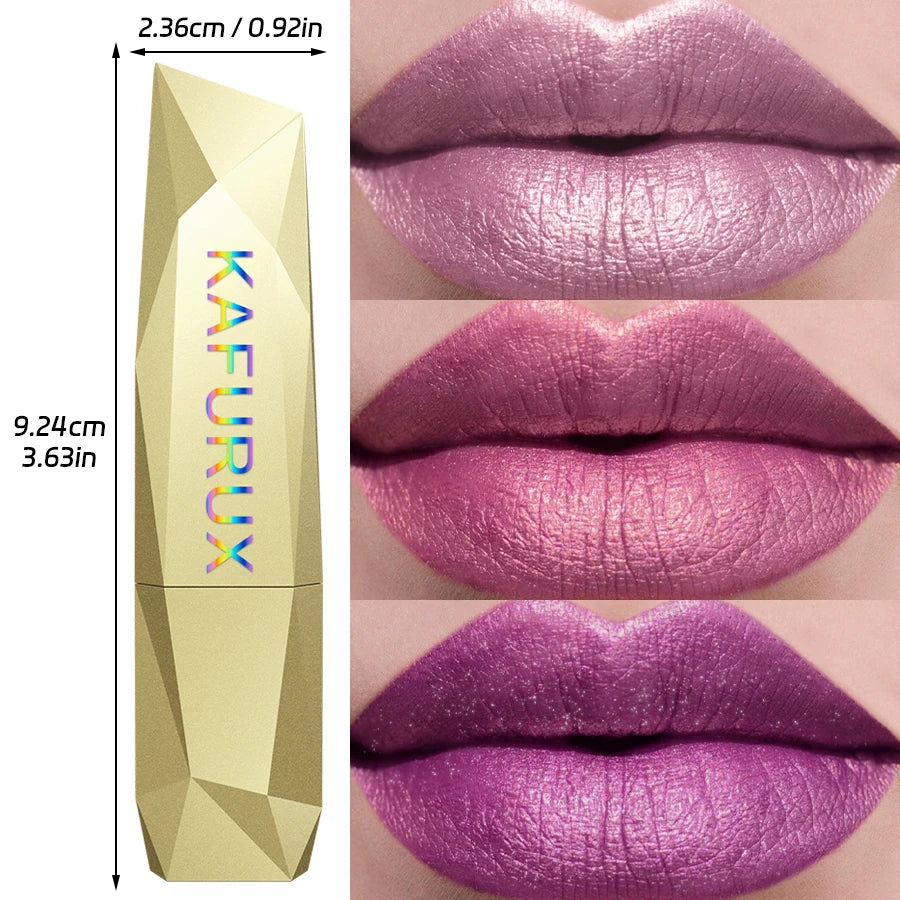 21Colors Bold Intense Glitter Shiny Metallic Lipstick Pearlescent Lip Qme