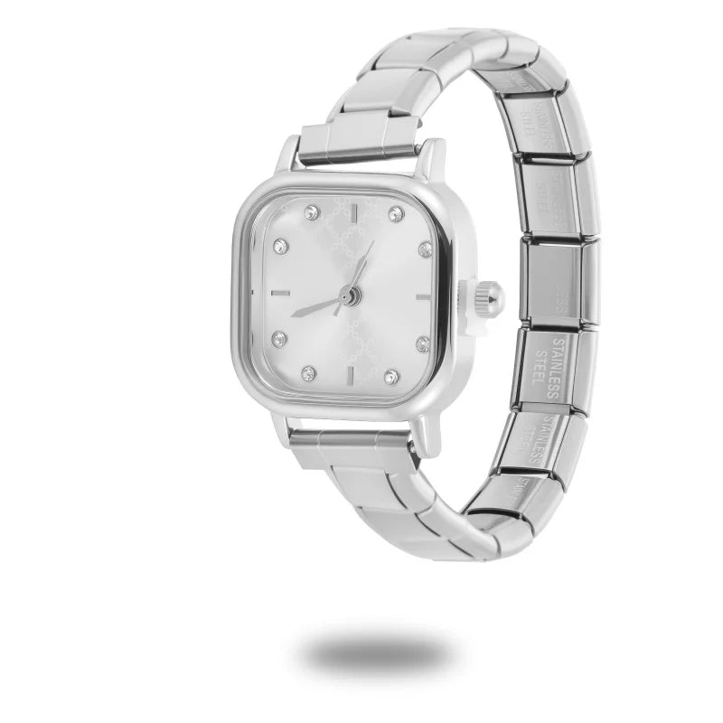 2026 Fashion Women's Men's DIY 9mm Width Italian Elastic Charm Stainless Square Octangle Watch Bracelet Bangle For Birthday Gift Qme Style 24
