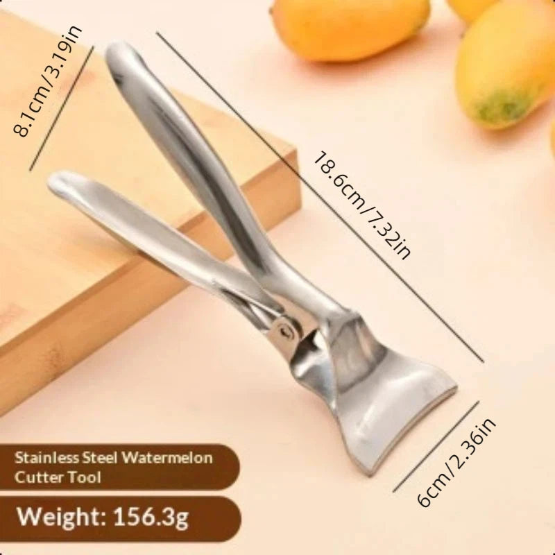 Stainless Steel Watermelon Splitter Anti Slip Handle Home Kitchen Qme Silver