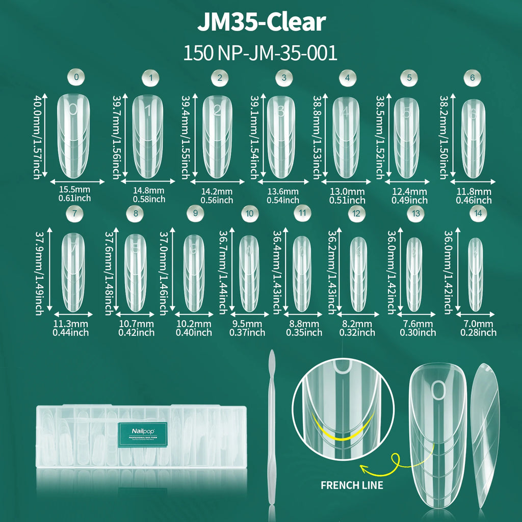 Nailpop Ellipse Nail Dual Forms 15 French Fast Construction Pink Qme JM35-Clear 150