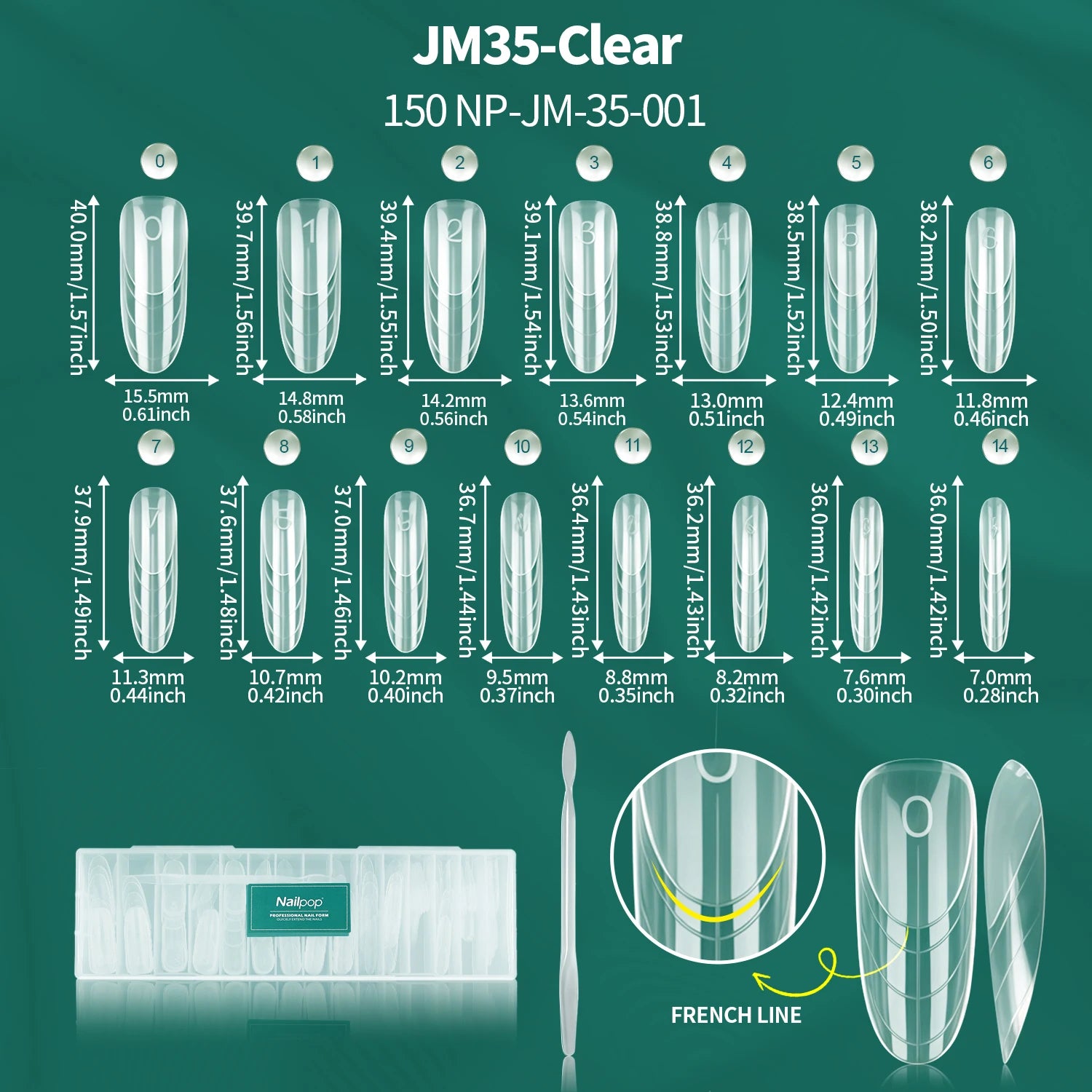 Nailpop Ellipse Nail Dual Forms 15 French Fast Construction Pink Qme JM35-Clear 150