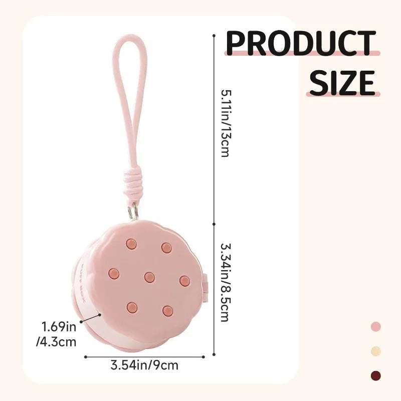 Cute Sandwich Cookie Powder Puff Case Double Layer Sealed Lanyard Qme