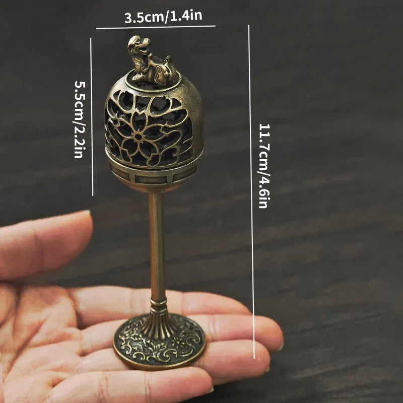 Mini Metal Incense Burner Retro Ornate Pagoda Fu Pouch Lotus Styles Qme style2