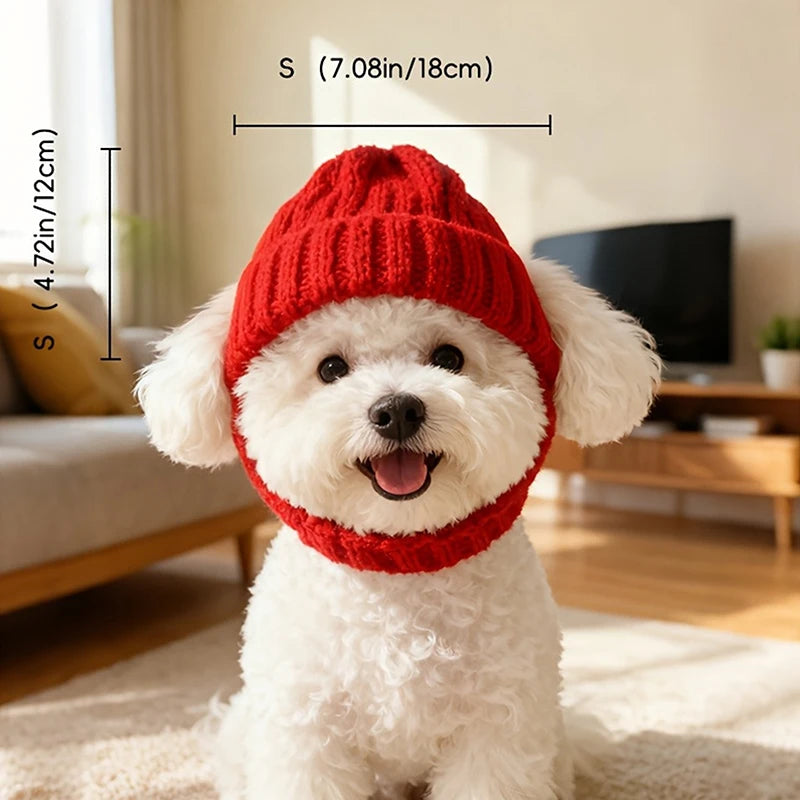 Soft Knit Ear Flaps Keep Warm Small Dogs Winter Indoor Outdoor Use Qme