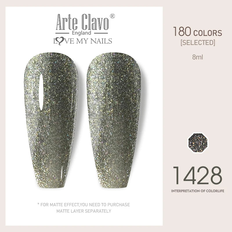 Arte Clavo Colorful Glitter Series UV Gel Nail Polish Sequin Soak Off