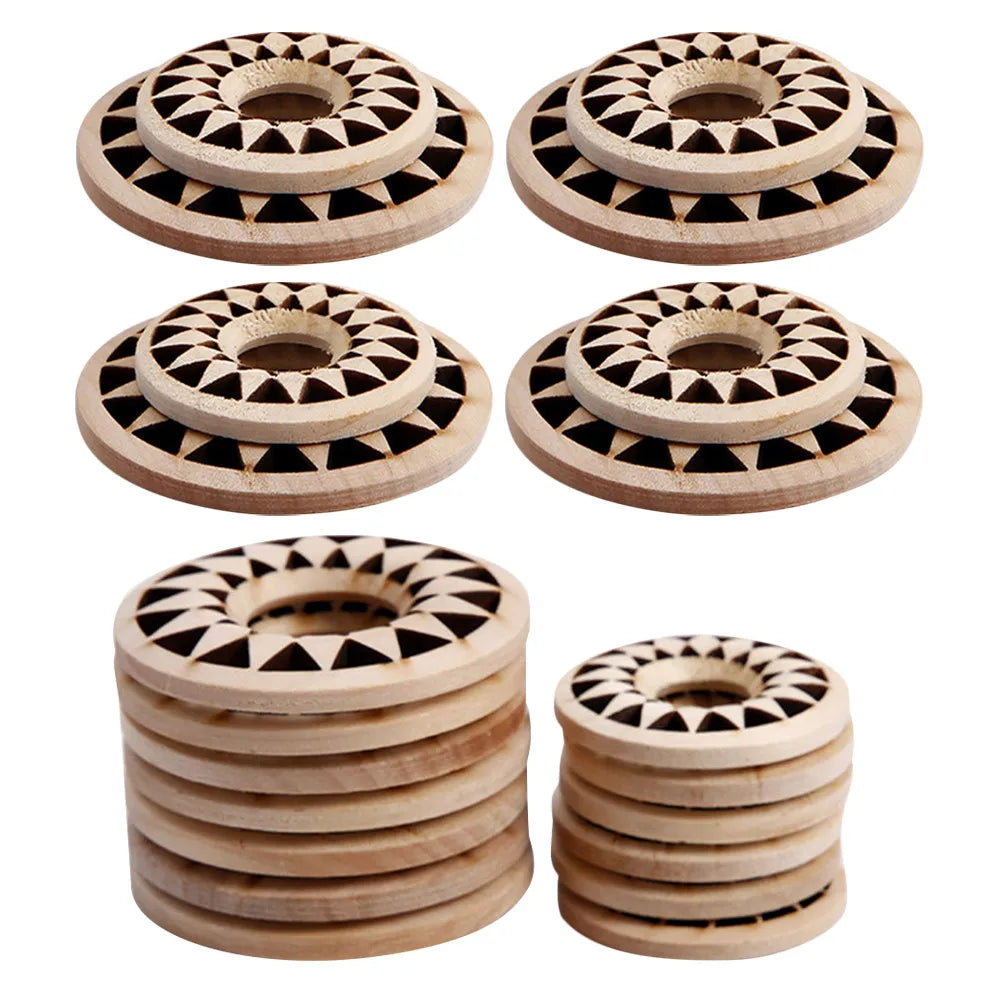 30Pcs Wooden Crystal Sphere Display Stand Laser Engraved Rustic Decorative Base for Meditation Witchy Altar Mystic Ball Holder Qme