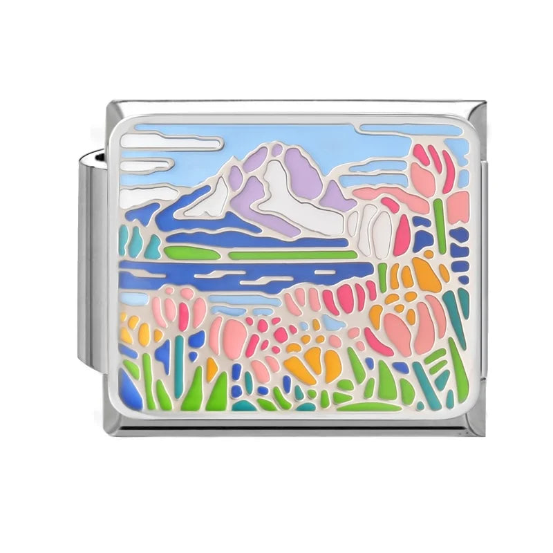 Y2K Colored Street View Flower Cute Cat Italian Charm Link Fit