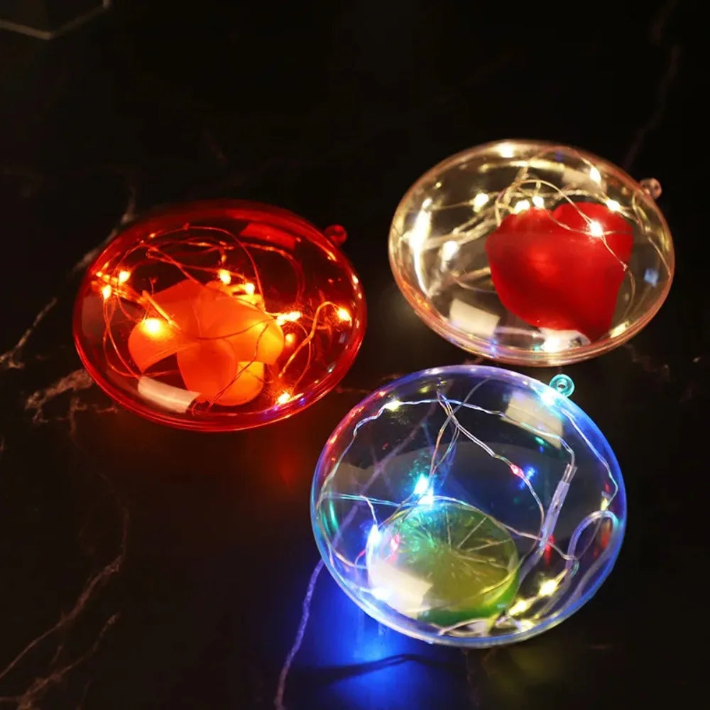 10PCS Christmas Balls Home Decor Wedding Christmas Party decoration Transparent Flat Ball 7/8/9/10cm DIY Christmas Tree Ornament Qme