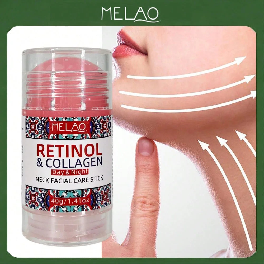 Retinol Collagen Face & Neck Stick, MELAO Day & Night Care Stick with Retinol & Collagen, Anti Aging Stick for Neck & Face Qme MELAO-199 40g