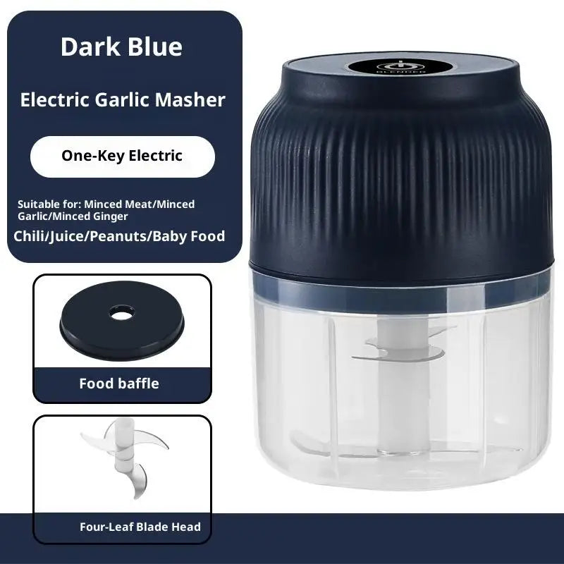 Portable Electric Garlic Masher Mini Food Vegetable Chili Meat Qme Blue 4Blade