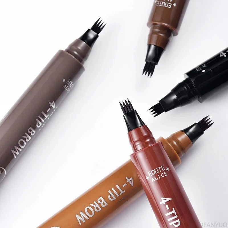 4 Fork Tip Eyebrow Tattoo Pencil 5 Colors Eyebrow Waterproof Pen Long Lasting Natural Dark Brown Liquid Eye Brow Pencil Makeup Qme