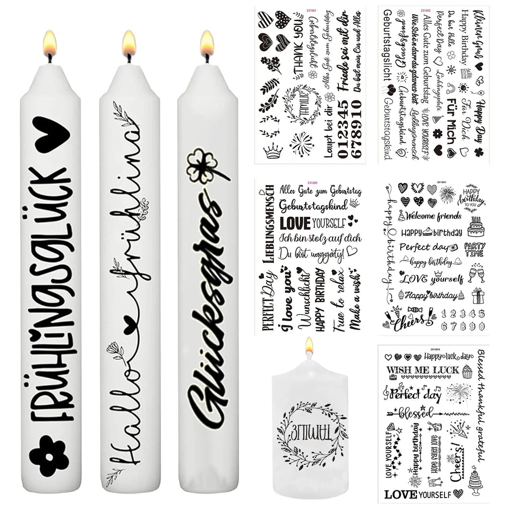 Happy Birthday Candle Stickers Self Adhesive Water Transfer Sticker Candle Cups Tattoo Diy Birthday Candle Decoration Kit Qme Default Title